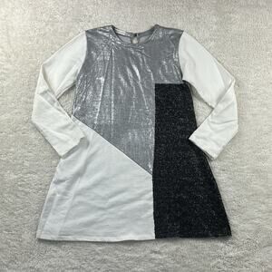 Two in a Castle geometric colorblock long sleeved shift dress, 11